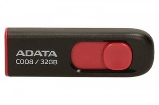 Mälupulk Adata C008 32GB, USB 2.0, must/punane цена и информация | USB накопители | kaup24.ee