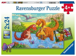 Набор пазлов Ravensburger Динозавров, 2 x 24 д. цена и информация | Пазлы | kaup24.ee