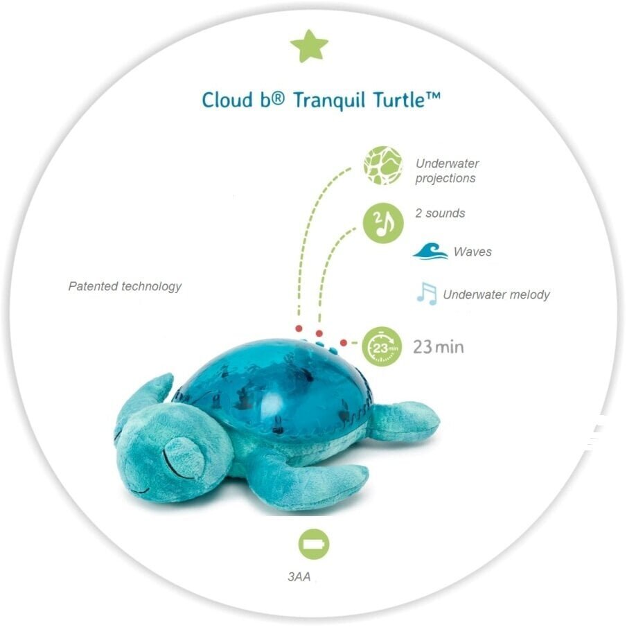 Valguse projektsiooni ja meloodiatega öölamp Sinine kilpkonn Tranquil Turtle  Aqua Ocean, Cloud B 008236 hind