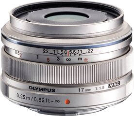 Olympus M.ZUIKO DIGITAL ED 17 mm F1.8, Silver цена и информация | Объективы | kaup24.ee