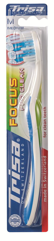 Keskmise kõvadusega hambahari, Trisa Focus Pro Clean, 1 tk цена и информация | Suuhügieen | kaup24.ee