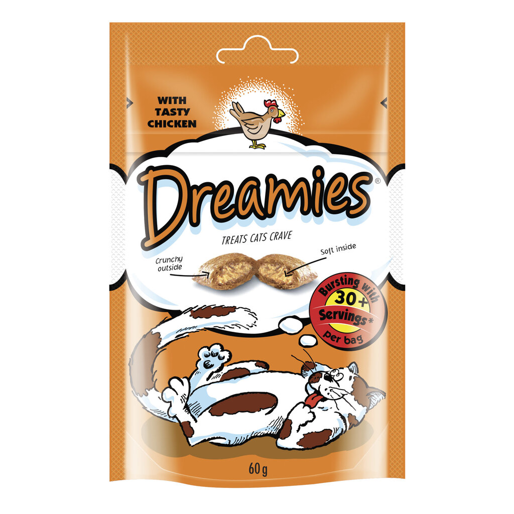 Dreamies suupiste kassidele kanalihaga, 60 g hind ja info | Maiustused kassidele | kaup24.ee