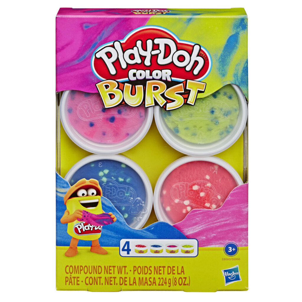 Plastiini komplekt Play-Doh Color Burst, 4 x 56 g hind ja info | Arendavad mänguasjad | kaup24.ee