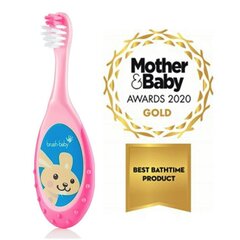 Näritava otsaga hambahari (0-3 eluaastat) Brush Baby FlossBrush - roosa цена и информация | Для ухода за зубами | kaup24.ee