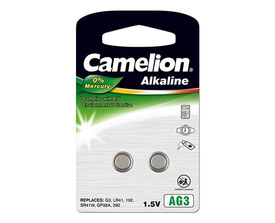 Camelion patareid Alkaline Button celles 1.5 V, LR41/AG3/LR736/392, 2 tk hind ja info | Patareid | kaup24.ee