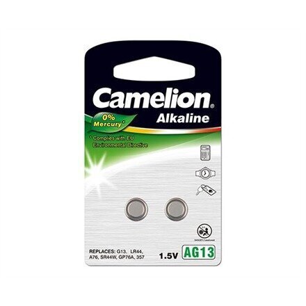 Camelion patareid Alkaline Button celles 1.5 V, AG13/LR44/357, 2 tk цена и информация | Patareid | kaup24.ee
