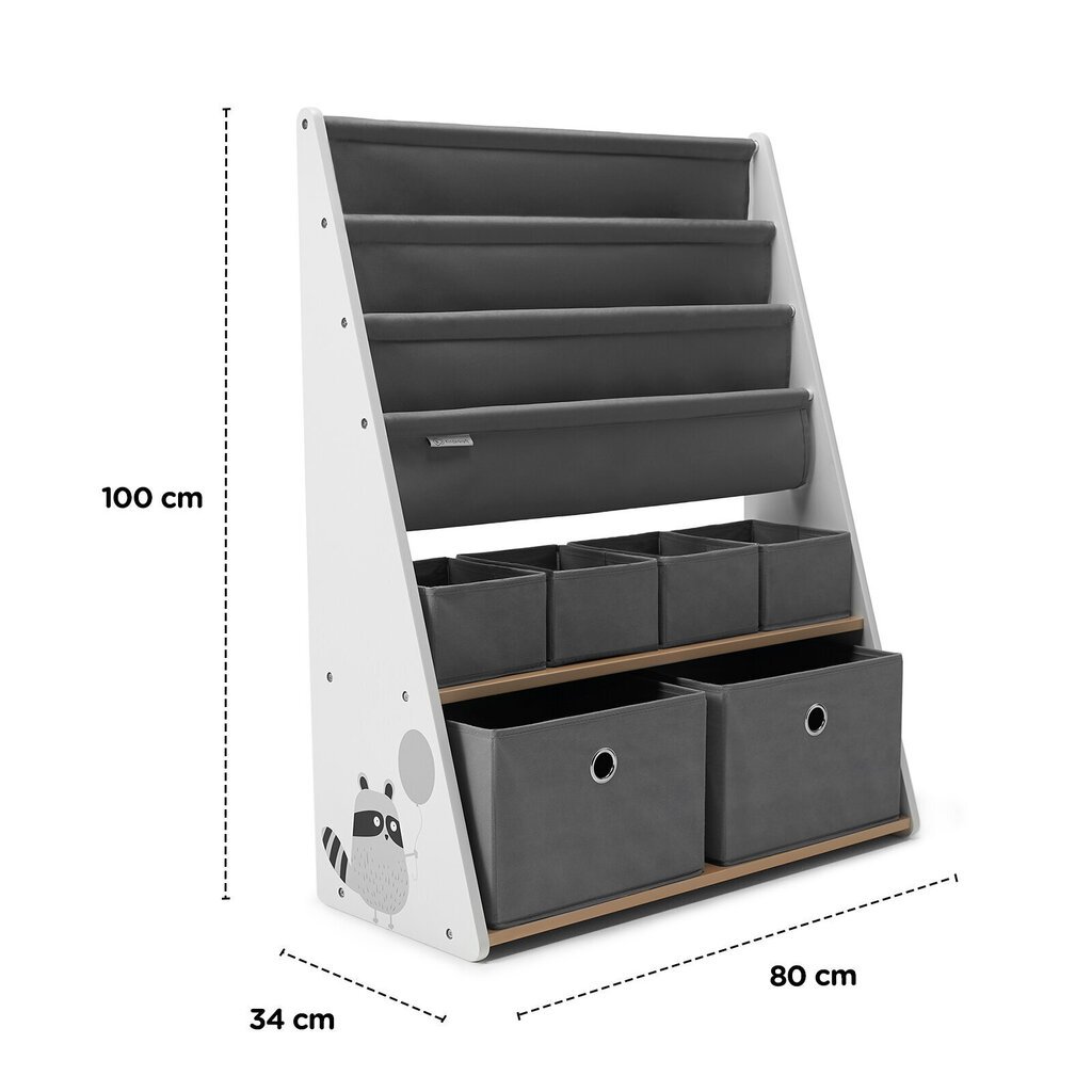 Lasteriiul Raccoon, valge/hall hind ja info | Lastetoa riiulid | kaup24.ee