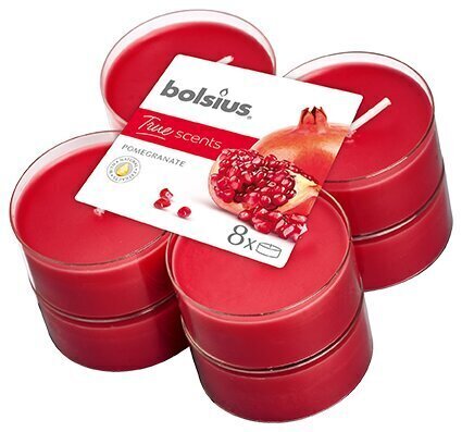 Lõhnaküünalde komplekt Bolsius True Scents Pomegranate, 8 tk цена и информация | Küünlad, küünlajalad | kaup24.ee