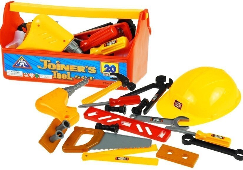 Tööriistakomplekt puuri ja kiivriga, 20 detaili hind ja info | Poiste mänguasjad | kaup24.ee