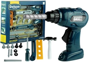 Tööriistakomplekt puuriga "Deluxe Tool Set", 15 detaili hind ja info | Poiste mänguasjad | kaup24.ee