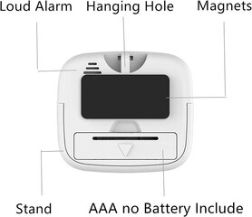 Magnetiline köögitaimer suure LCD-ekraaniga, stopperi, valju alarmi ja loenduriga, valge цена и информация | Сенсорика | kaup24.ee