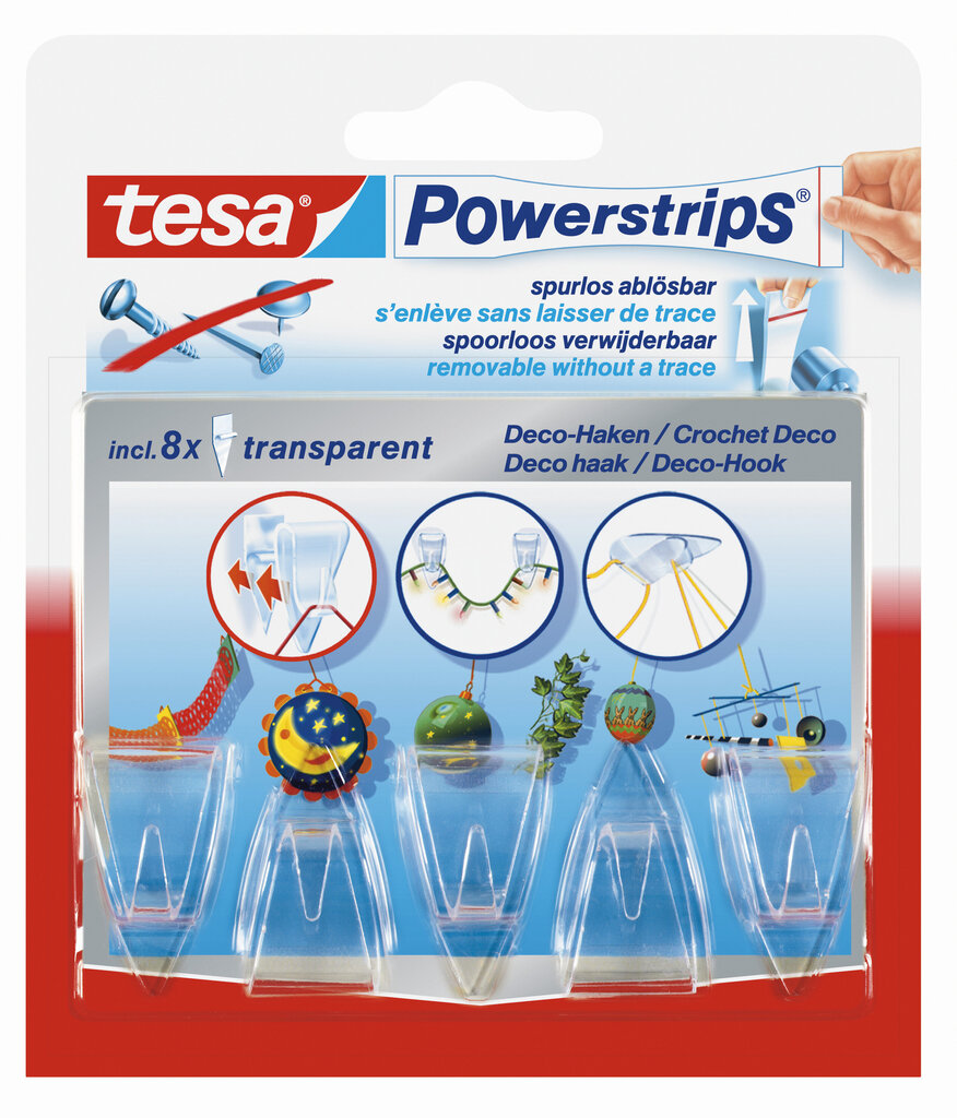 Läbipaistvad nagid TESA PowerStrips Deco, 5 tk hind ja info | Vannitoa sisustuselemendid ja aksessuaarid | kaup24.ee