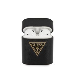 Силиконовый чехол Guess GUACA2VSATMLBK Saffiano для наушников Apple Airpods 1/2, черный цена и информация | Аксессуары для наушников | kaup24.ee