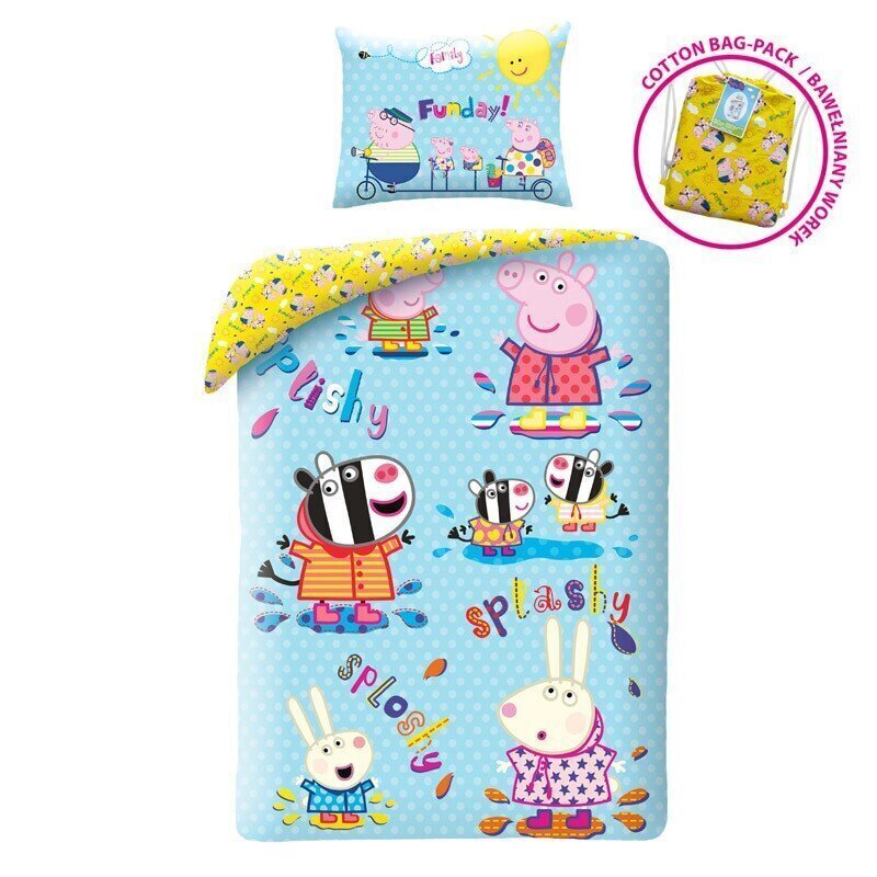 Laste voodipesukomplekt Peppa, 140x200, 2 osaline цена и информация | Beebide ja laste voodipesu | kaup24.ee