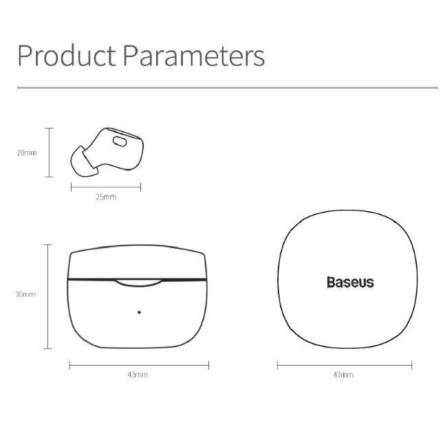 Juhtmevabad kõrvaklapid Baseus NGWM01-01 Airpods Bluetooth 5.0 (MMEF2ZM/A), must hind ja info | Kõrvaklapid | kaup24.ee