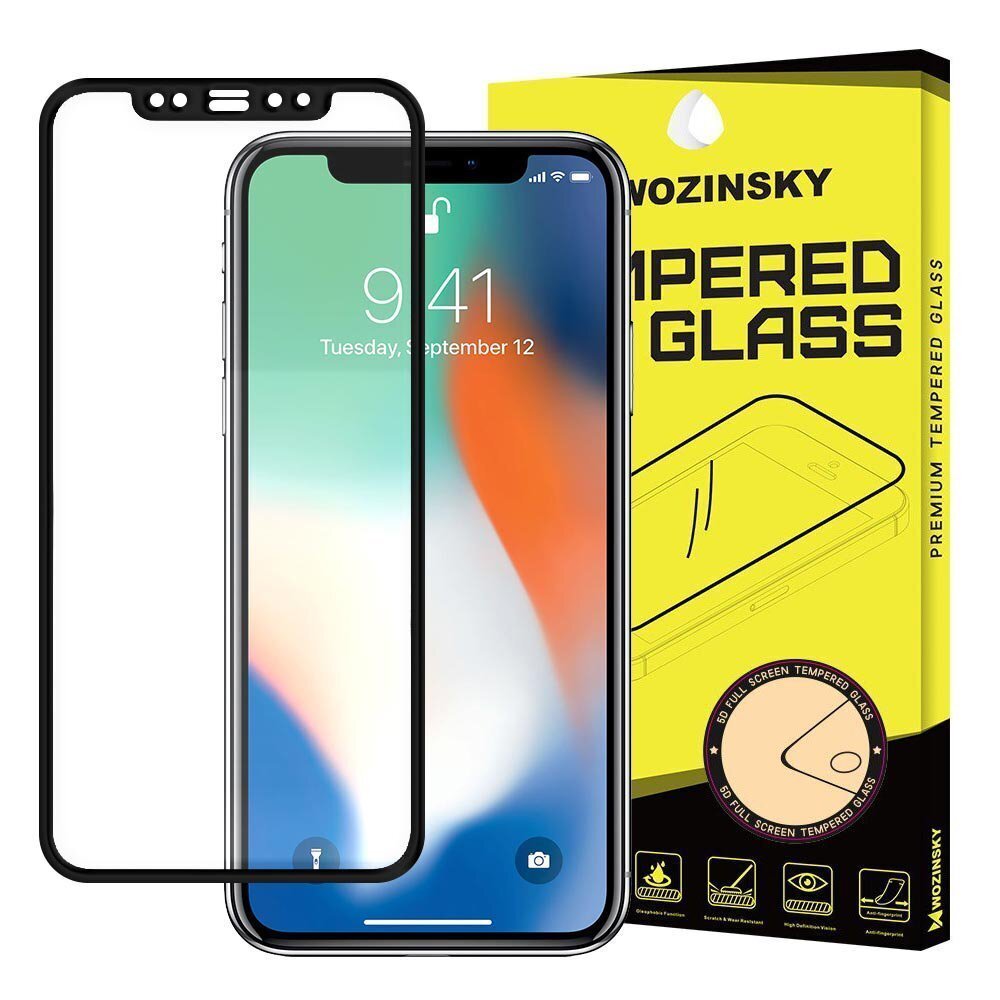 LCD kaitseklaas Wozinsky 5D sobib ümbrisele Apple iPhone XR/11 must цена и информация | Ekraani kaitsekiled | kaup24.ee