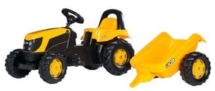 Pealeistutav pedaalidega traktor haagisega Rolly Toys RollyKid JCB, kollane hind ja info | Poiste mänguasjad | kaup24.ee