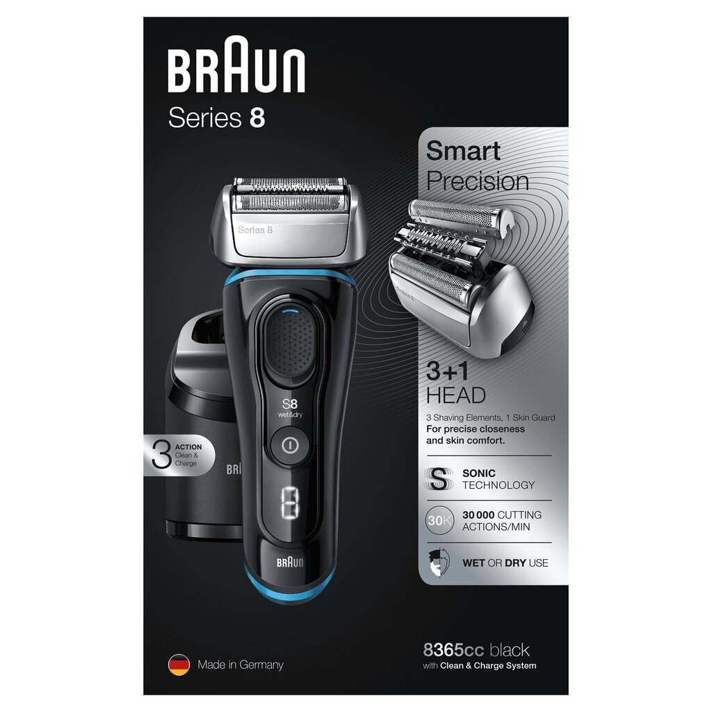 Elektriline habemeajamismasin Braun Shaver 8 Series 8365cc hind ja info | Pardlid | kaup24.ee