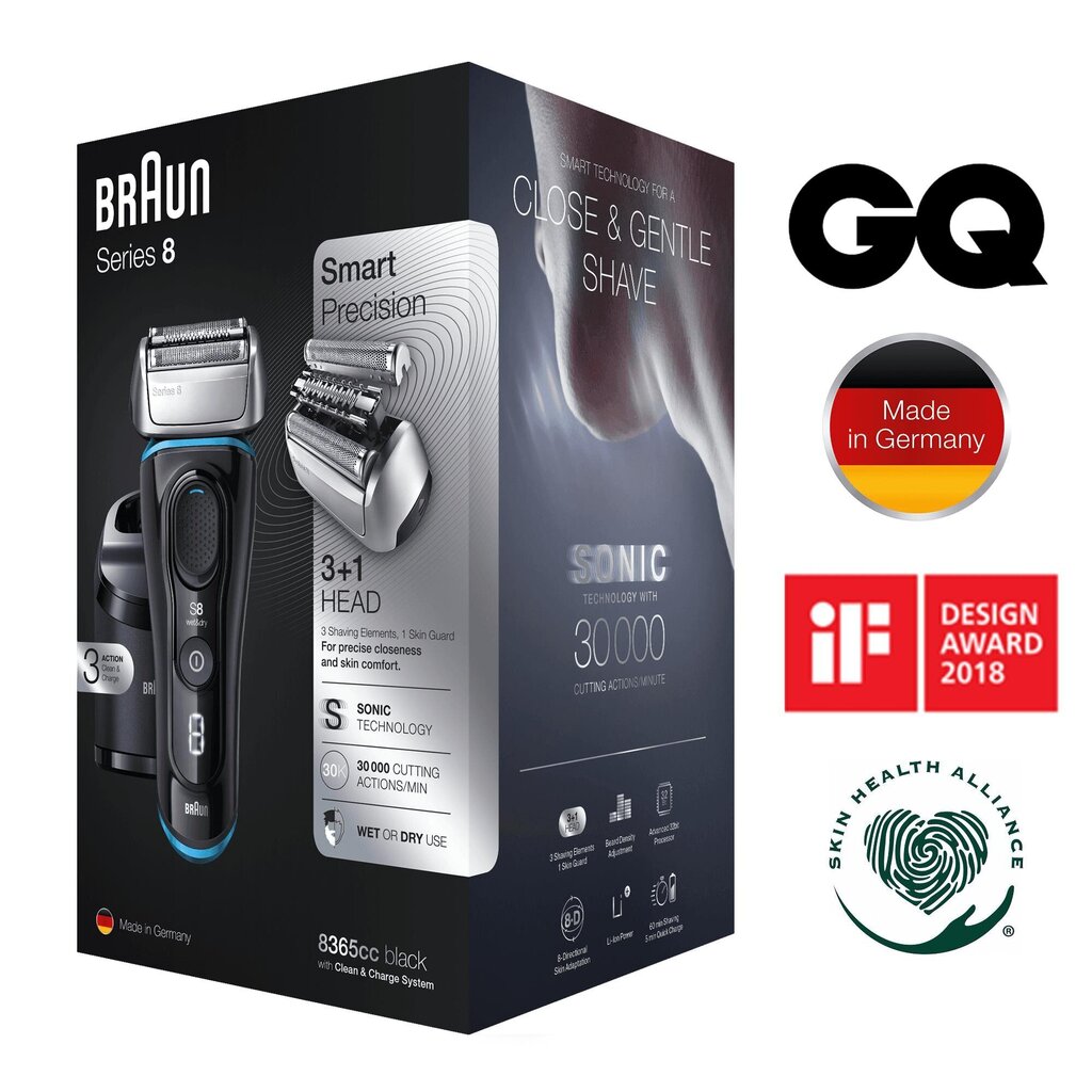 Elektriline habemeajamismasin Braun Shaver 8 Series 8365cc hind ja info | Pardlid | kaup24.ee