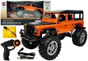 Auto Land Rover Defender 4x4 kaugjuhtimispuldiga 1:14, oranž цена и информация | Игрушки для мальчиков | kaup24.ee