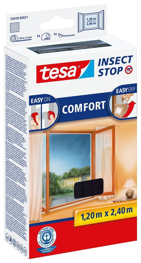 Putukavõrk aknale TESA COMFORT must 1,2mx2,4m цена и информация | Sääsevõrgud, putukavõrgud | kaup24.ee