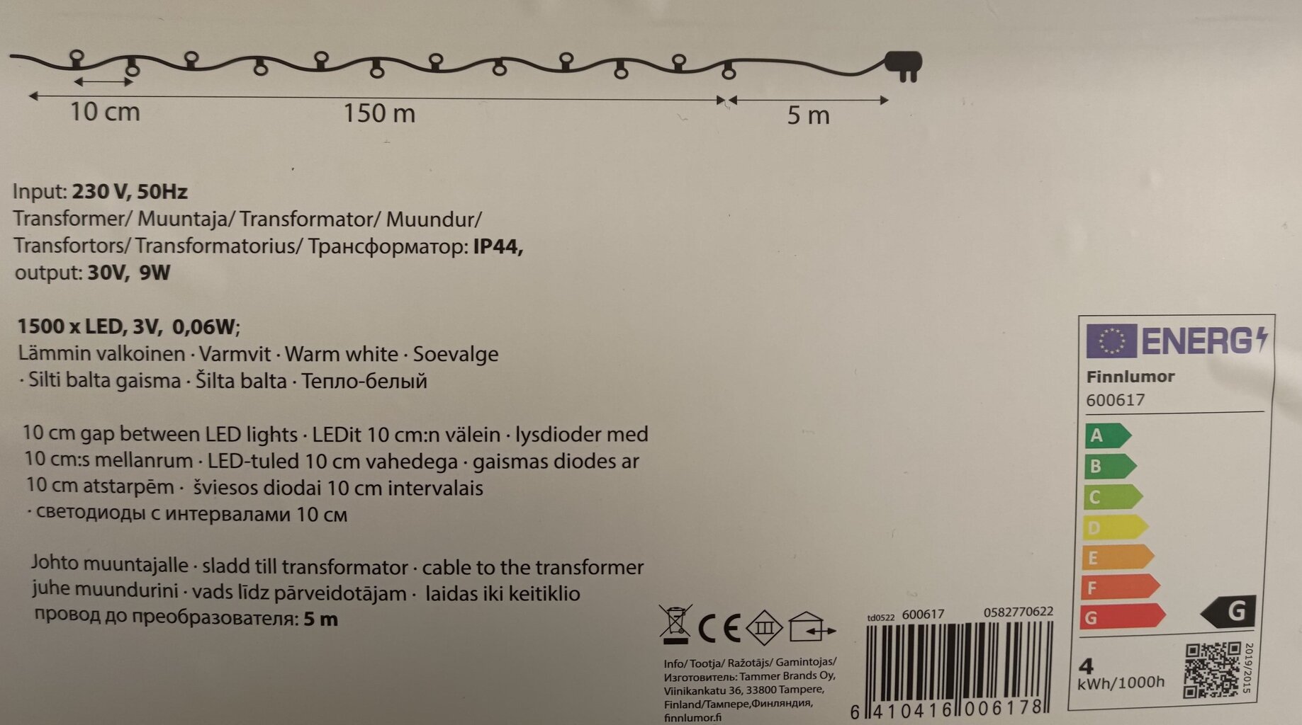 Finnlumor valguskett Kevad, 1500 LED hind ja info | Jõulutuled | kaup24.ee