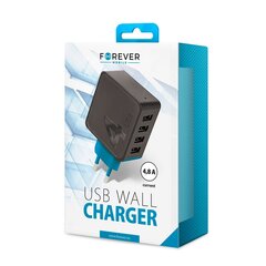 Сетевая зарядка Forever TC-04 с 4 USB разъемами (4.8A) цена и информация | Зарядные устройства для телефонов | kaup24.ee