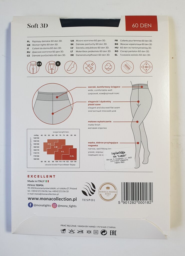 Naiste sukkpüksid MONA Soft 3D 60 (sinine) hind ja info | Sukkpüksid | kaup24.ee