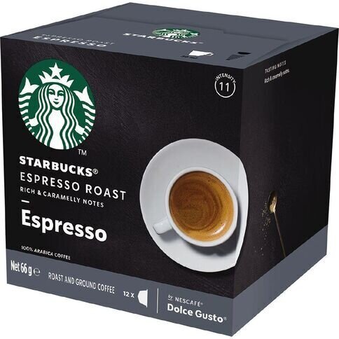 STARBUCKS Espresso Roast by NESCAFÉ DOLCE GUSTO tumeda röstiga kohvikapslid, 12 kapslit цена и информация | Kohv, kakao | kaup24.ee