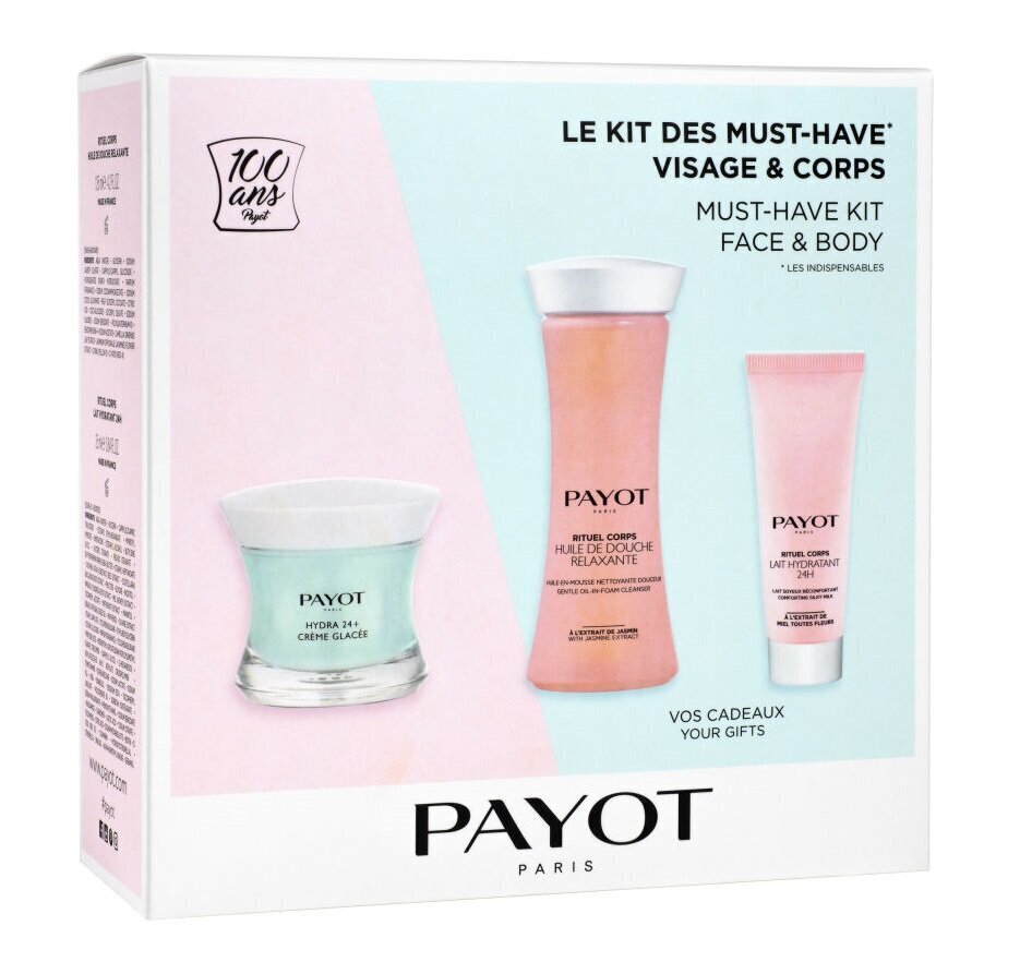 Näo- ja kehahoolduskomplekt Payot Must-Have Kit: näokreem, 50 ml + kehapesu, 125 ml + ihupiim, 25 ml цена и информация | Näokreemid | kaup24.ee