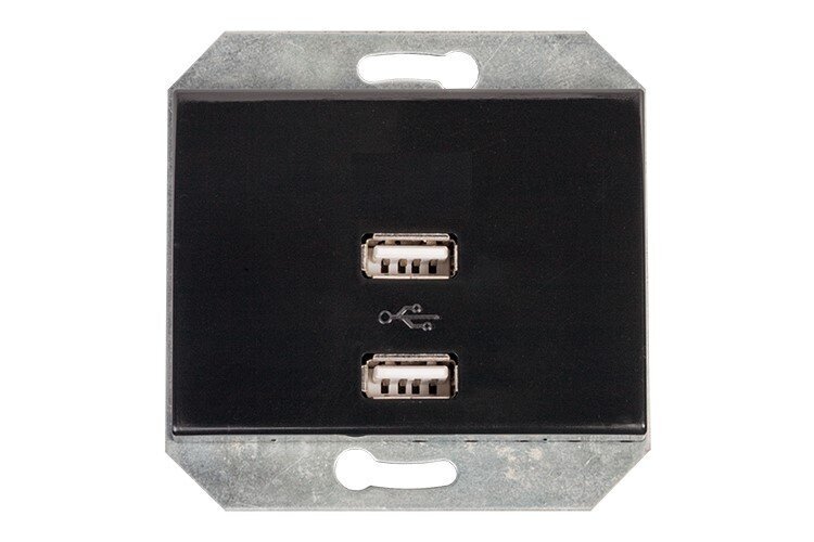 Vilma pesa 2 x USB DC 5V 3,4 A süvistatav läikiv must, raamita цена и информация | Lülitid ja pistikupesad | kaup24.ee