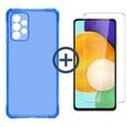 Full protection Set - Clear Case Antishock Samsung Galaxy A72/ A72 5G, sinist värvi + ekraani kaitseklaas Saundberry Basic
