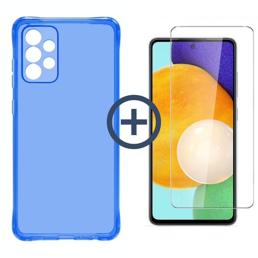 Full protection Set - Clear Case Antishock Samsung Galaxy A72/ A72 5G, sinist värvi + ekraani kaitseklaas Saundberry Basic hind ja info | Telefoni kaaned, ümbrised | kaup24.ee