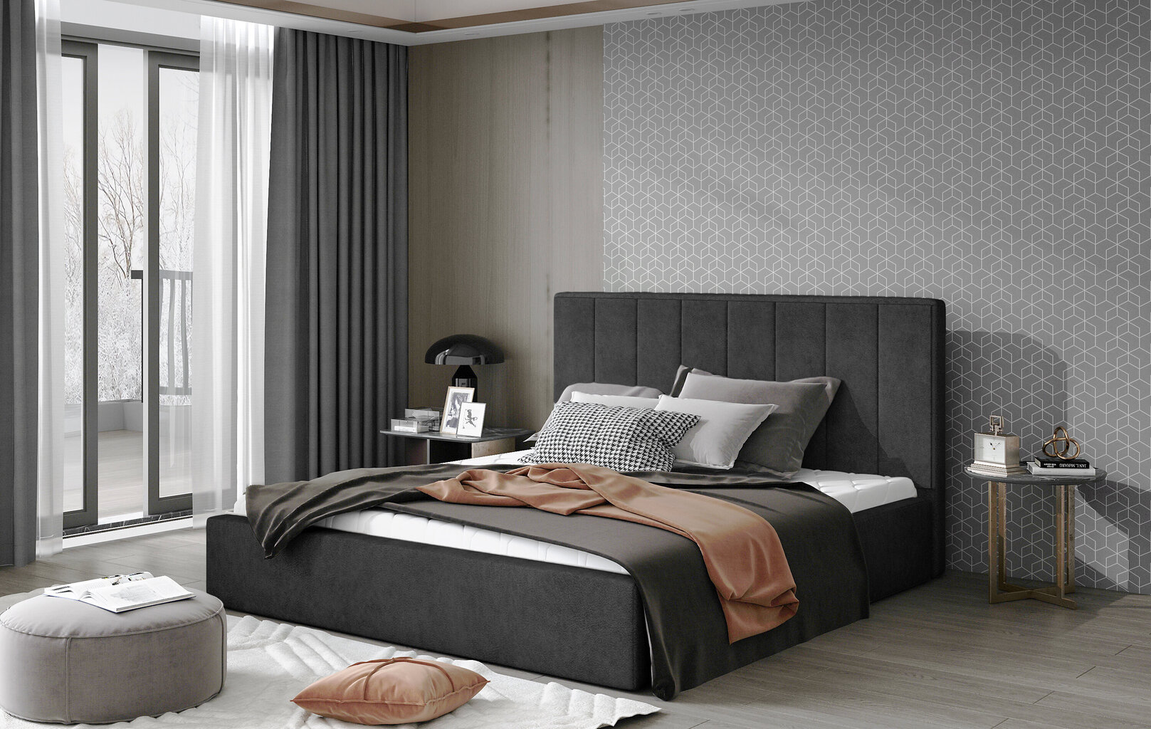 Voodi NORE Audrey 04, 180x200 cm, tumehall hind ja info | Voodid | kaup24.ee