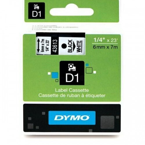 Dymo lint D1 6mmx7m must/valgel 43613 /5 hind ja info | Printeritarvikud | kaup24.ee