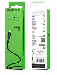 Провод Borofone X16 Lightning (MD818) из прочного материала, 100 см, черный цена и информация | Кабели для телефонов | kaup24.ee