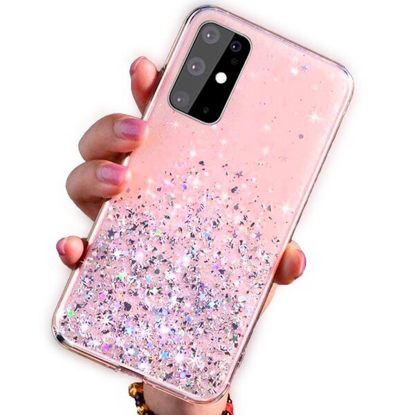 Fusion Glue Glitter Back Case silikoonist ümbris Samsung A202 Galaxy A20e  Pink, A20e hind | kaup24.ee