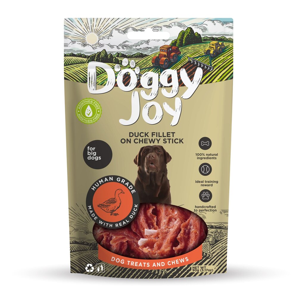 Doggy Joy duck fillet on chewy stick närimismaiused koertele 90g цена и информация | Maiustused koertele | kaup24.ee