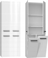 Шкаф-пенал для ванной комнаты с корзиной для белья DD 2K, белый глянец цена и информация | Шкафчики для ванной | kaup24.ee