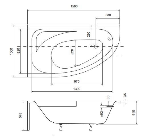 Vann Besco Cornea + mobiilne klaassein hind ja info | Vannid | kaup24.ee