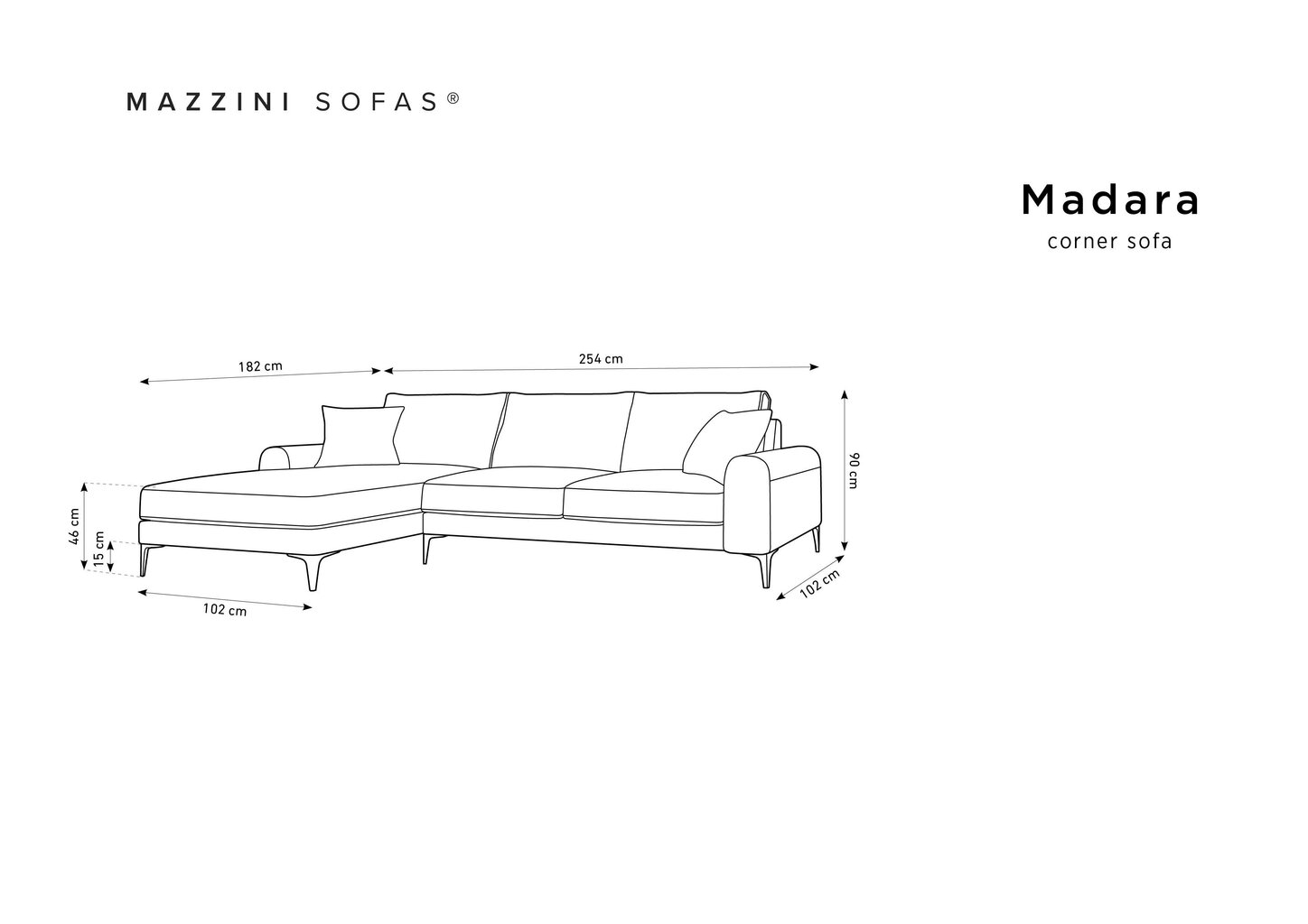 Pehme nurgadiivan Mazzini Sofas Madara, helebeež цена и информация | Nurgadiivanid ja nurgadiivanvoodid | kaup24.ee