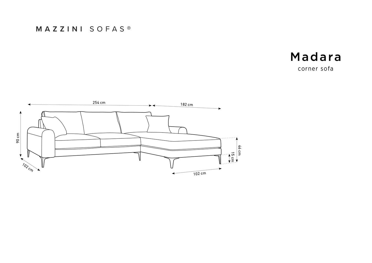 Pehme nurgadiivan Mazzini Sofas Madara, helebeež hind ja info | Nurgadiivanid ja nurgadiivanvoodid | kaup24.ee