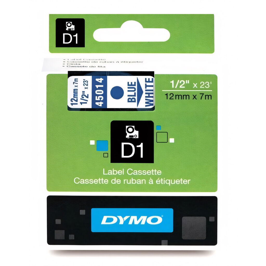 Dymo lint D1 12mmx7m sin/valgel 45014/5 hind ja info | Printeritarvikud | kaup24.ee