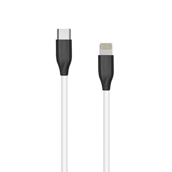 Silikoonkaabel Lightning - USB Type-C (2 m, valge) hind ja info | Mobiiltelefonide kaablid | kaup24.ee