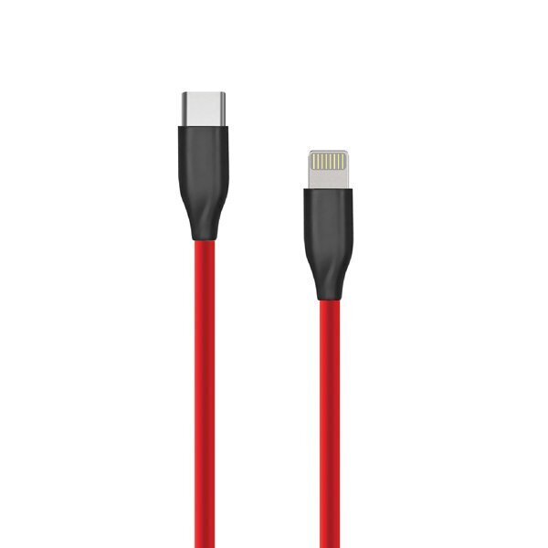 Silikoonkaabel Lightning - USB Type-C (1 m, punane) hind ja info | Mobiiltelefonide kaablid | kaup24.ee