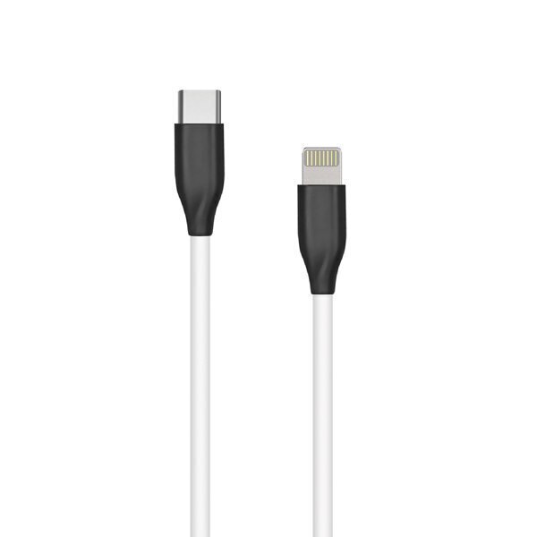 Silikoonkaabel Lightning - USB Type-C (1 m, valge) hind ja info | Mobiiltelefonide kaablid | kaup24.ee