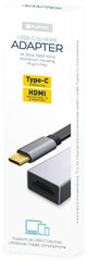 Platinet Multimedia Adapter Type-C to HDMI (4K @ 30Hz, 1080P @ 60Hz) Black цена и информация | Адаптеры и USB-hub | kaup24.ee