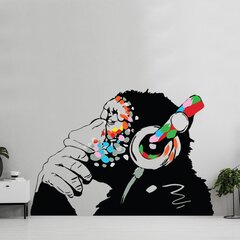 Виниловая наклейка на стену - Banksy - Обезьяна в Наушниках цена и информация | Декоративные наклейки | kaup24.ee
