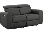 Двухместный диван с электрической функцией отдыха Notio Living Capena, искусственная кожа, серый