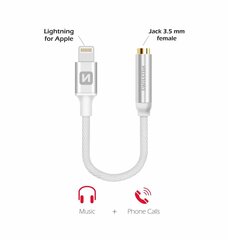 Swissten Lightning to Jack 3.5mm Audio Adapter for iPhone and iPad 15 cm Silver hind ja info | USB jagajad, adapterid | kaup24.ee